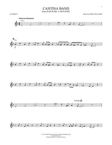 cantina band clarinet sheet music